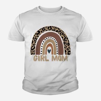 Funny Women Girl Mom Leopard Print Boho Rainbow Mother's Day Youth T-shirt | Crazezy