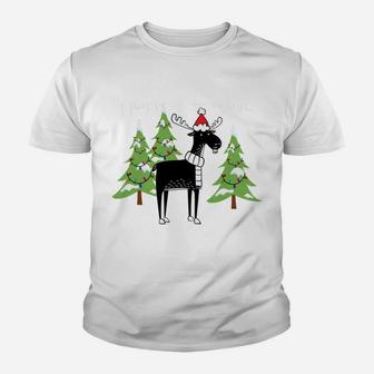 Funny Xmas Moose Pun Merry Kissmoose Tshirt Clothes Women Sweatshirt Youth T-shirt | Crazezy CA