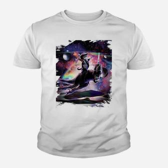 Galaxy Cat On Dinosaur Unicorn In Space Youth T-shirt | Crazezy CA