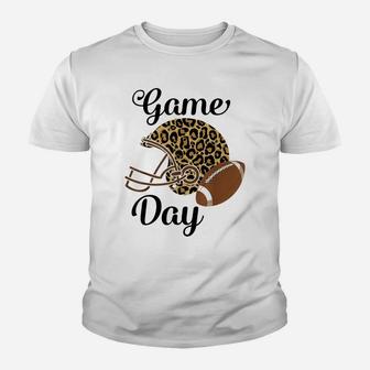Game Day Football Helmet Leopard Print Sports Women Mom Gift Youth T-shirt | Crazezy CA