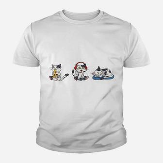 Gamer Cat Triathlet Eating Gaming Sleeping Sweatshirt Youth T-shirt | Crazezy DE