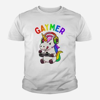 Gaymer Gay Pride Flag Lgbt Gamer Lgbtq Gaming Unicorn Gift Youth T-shirt | Crazezy