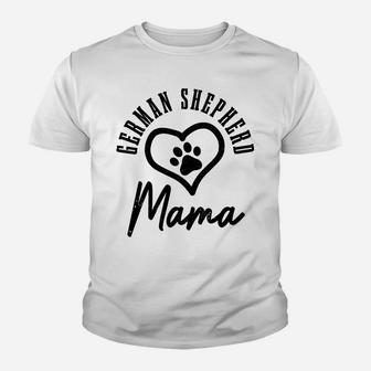 German Shepherd Mama Heart Dog Paw German Shepherd Mom Youth T-shirt | Crazezy