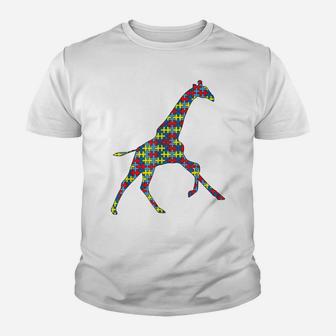Giraffe Autism Awareness Kids Ruminant Puzzle Day Mom Gift Youth T-shirt | Crazezy