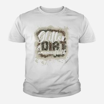 Glitter & Dirt Mama Of Both Army Mom Leopard Camo Bleached Youth T-shirt | Crazezy DE