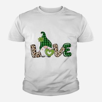 Gnome St Patricks Day Leprechaun Tomte Love Leopard Green Sweatshirt Youth T-shirt | Crazezy