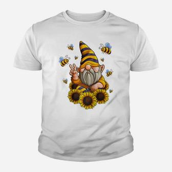 Gnome Sunflower With Bees Funny Gardening Gnome Hippie Gift Raglan Baseball Tee Youth T-shirt | Crazezy CA