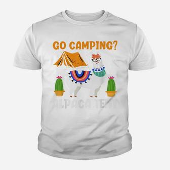 Go Camping Alpaca Tent - Funny Llama Lover Camper Youth T-shirt | Crazezy CA