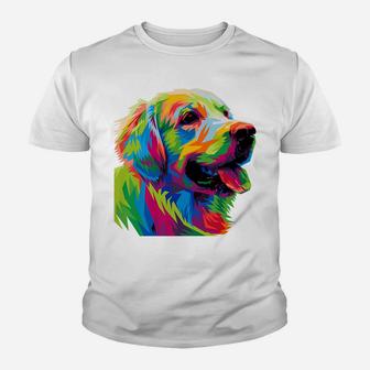 Golden Retriever Mama Colorful Art Dog Dad Pet Youth T-shirt | Crazezy