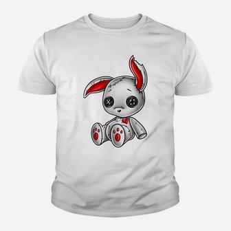 Goth Bunny Cute Gothic White Bunny Red Heart Youth T-shirt | Crazezy