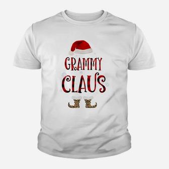 Grammy Claus Leopard Christmas Pajama Santa Gift For Mom Youth T-shirt | Crazezy