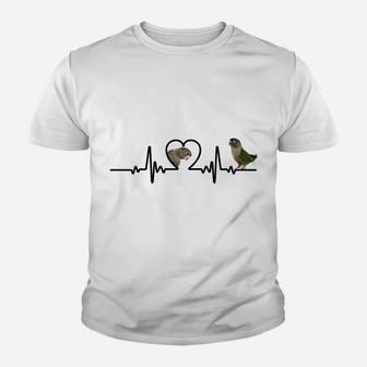Green Cheek Conure Apparel, Heart Beat Parrot Bird Youth T-shirt | Crazezy DE