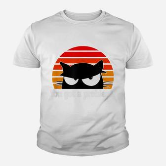 Grumpy Vintage Black Cat Lover, Retro Style Cats Gift Youth T-shirt | Crazezy UK
