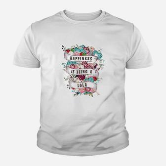 Happiness Is Being Lola Life Filipino Grandma Flower Youth T-shirt | Crazezy