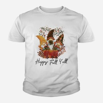 Happy Fall Y'all Women's Shirt Garden Gnome Leopard Pumpkin Youth T-shirt | Crazezy