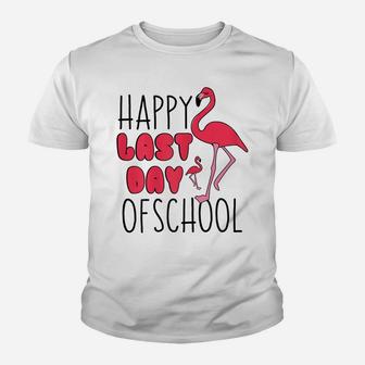 Happy Last Day Of School Flamingo T Shirt Funny Teacher Gift Youth T-shirt | Crazezy