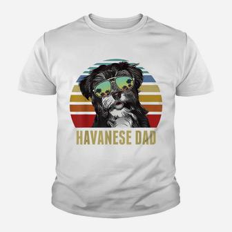 Havanese Best Dog Dad Ever Retro Sunset Beach Vibe Youth T-shirt | Crazezy