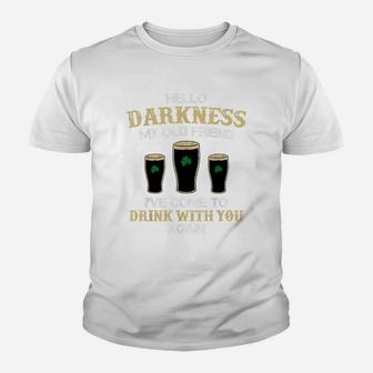 Hello Darkness My Old Friend Irish Shamrock Beer Day T Shirt Youth T-shirt | Crazezy DE