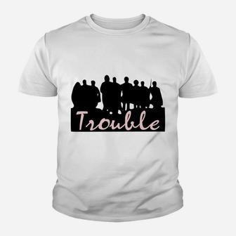 Here Comes Trouble Youth T-shirt | Crazezy