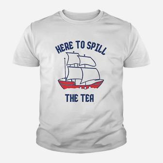 Here To Spill The Tea Youth T-shirt | Crazezy DE