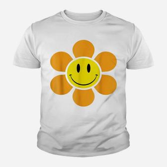 Hippie 70S Retro Funky Flower Yellow Smiley Face Vintage Youth T-shirt | Crazezy