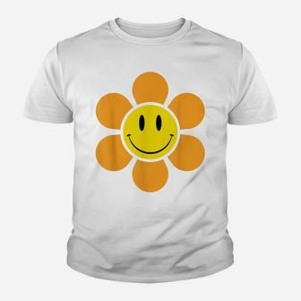 Hippie 70S Retro Funky Flower Yellow Smiley Face Vintage Youth T-shirt | Crazezy