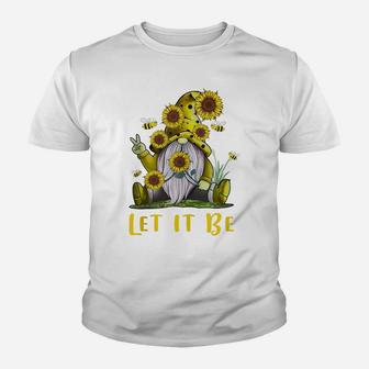 Hippie Let It Be Gnome Sunflower Youth T-shirt | Crazezy DE