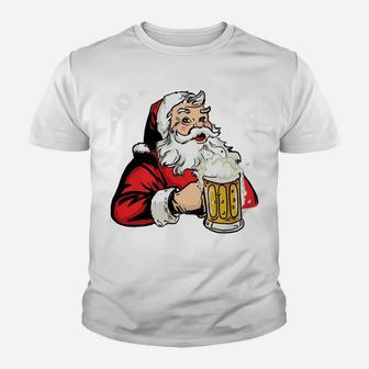 Ho Ho Hold My Beer Funny Santa Claus Christmas Sweatshirt Youth T-shirt | Crazezy UK