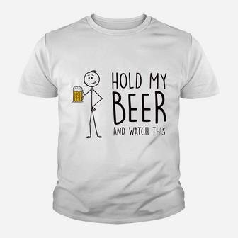 Hold My Beer And Watch This - Stick Figure Youth T-shirt | Crazezy AU