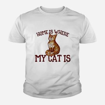 Home Is Where My Cat Is Fun Orange Tabby Youth T-shirt | Crazezy CA