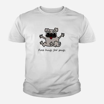 Hund Mops Free Hugs For Pugs Kinder T-Shirt - Seseable