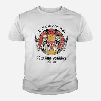 Husband And Wife Drinking Buddies For Life Youth T-shirt | Crazezy DE