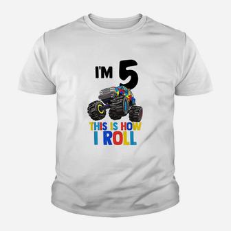 I Am 5 This Is How I Roll 5Th Birthday Youth T-shirt | Crazezy UK