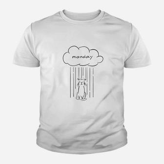 I Hate Mondays Cat Raincloud Youth T-shirt | Crazezy UK