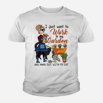 I Just Want To Work In My Garden Hang Out With Cat Women Tee Youth T-shirt | Crazezy DE