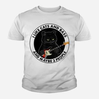 I Like Cats And Bass And Maybe 3 People Bass Guitar Player Youth T-shirt | Crazezy UK