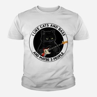 I Like Cats And Bass And Maybe 3 People Cat Guitar Lovers Youth T-shirt | Crazezy