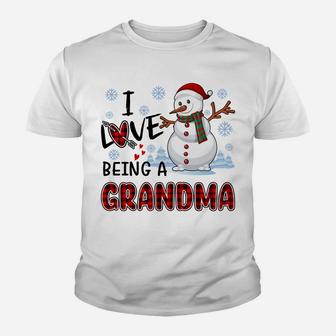 I Love Being A Grandma Cute Hearts Snowflakes Snowman Gifts Youth T-shirt | Crazezy CA