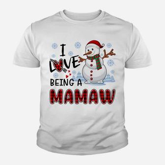 I Love Being A Mamaw Cute Hearts Snowflakes Snowman Gifts Sweatshirt Youth T-shirt | Crazezy AU