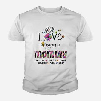 I Love Being A Mommy Flower Youth T-shirt | Crazezy UK