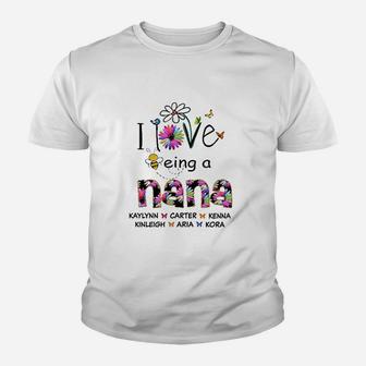 I Love Being A Nana Flower Youth T-shirt | Crazezy