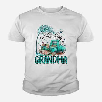 I Love Being Grandma Flower Truck Youth T-shirt | Crazezy UK