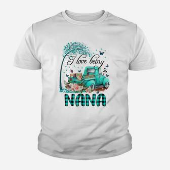 I Love Being Nana Flower Truck Youth T-shirt | Crazezy CA