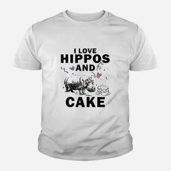 I Love Hippos And Cake Youth T-shirt | Crazezy