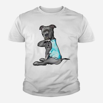 I Love Mom Tattoo Pitbull Dog Lover Women Gift Pitbull Mom Youth T-shirt | Crazezy