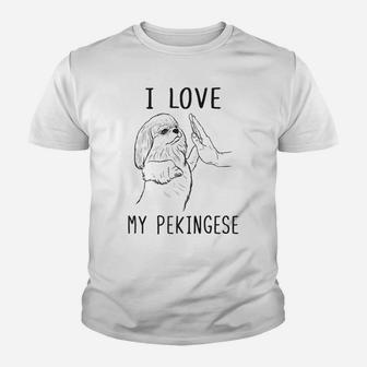 I Love My Pekingese Dad Pekingese Mom Dog Pekingese Lover Raglan Baseball Tee Youth T-shirt | Crazezy DE