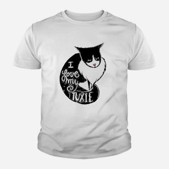 I Love My Tuxie Fun Tuxedo Cat Youth T-shirt | Crazezy