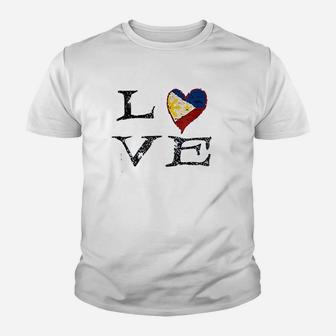 I Love The Philippines Pilipinas Filipino Heart Flag Youth T-shirt | Crazezy