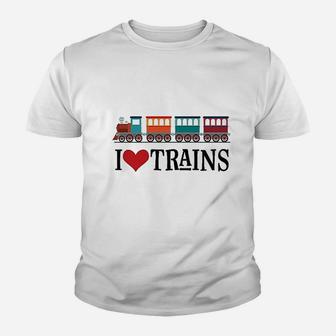 I Love Trains Youth T-shirt | Crazezy
