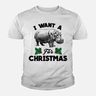 I Want A Hippopotamus For Christmas Youth T-shirt | Crazezy